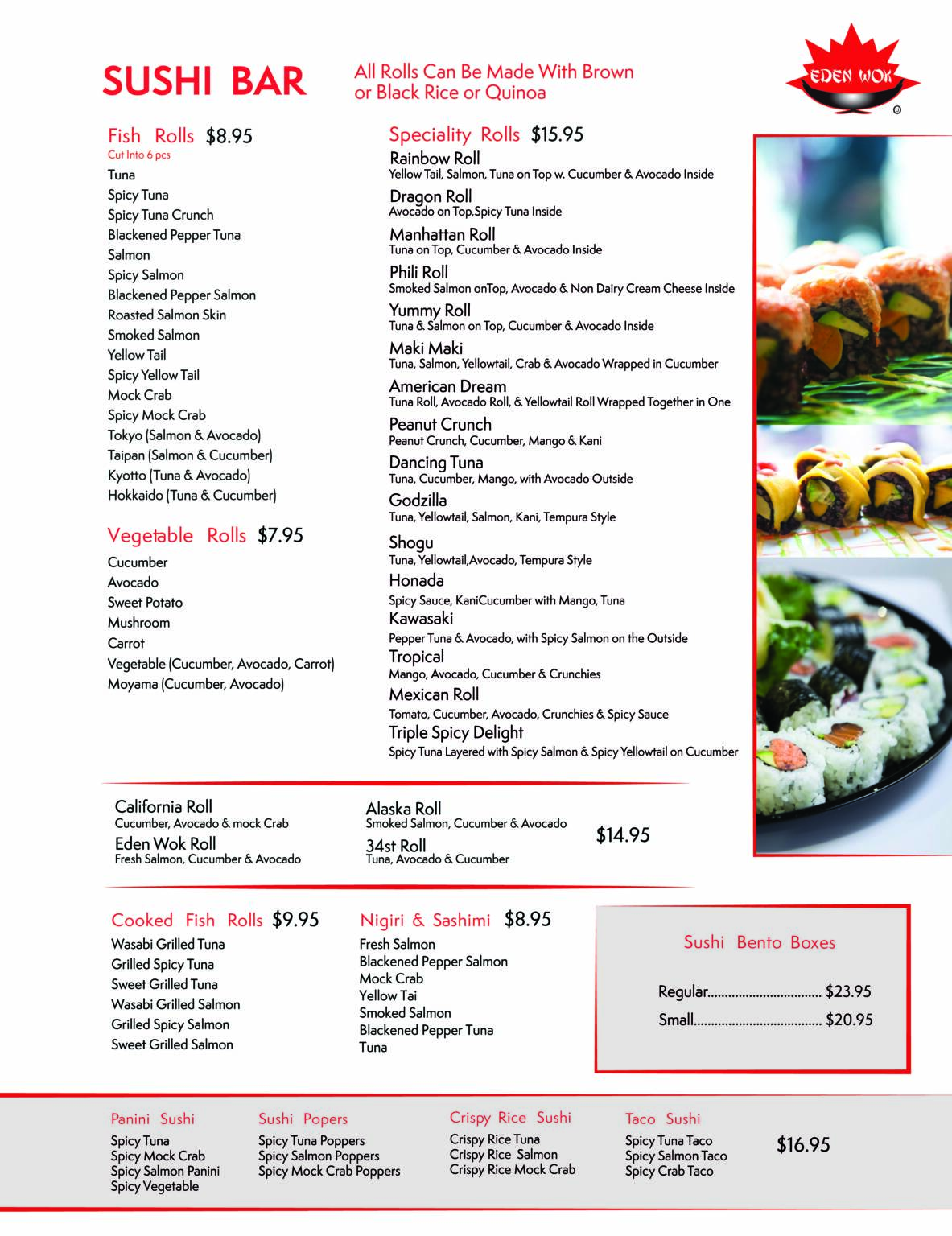 Restaurant Menu - EDEN WOK